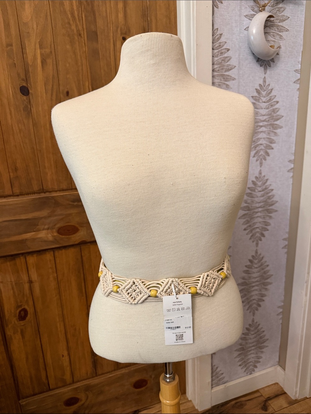 Boho Macramé Waist Belt with Yellow Beads